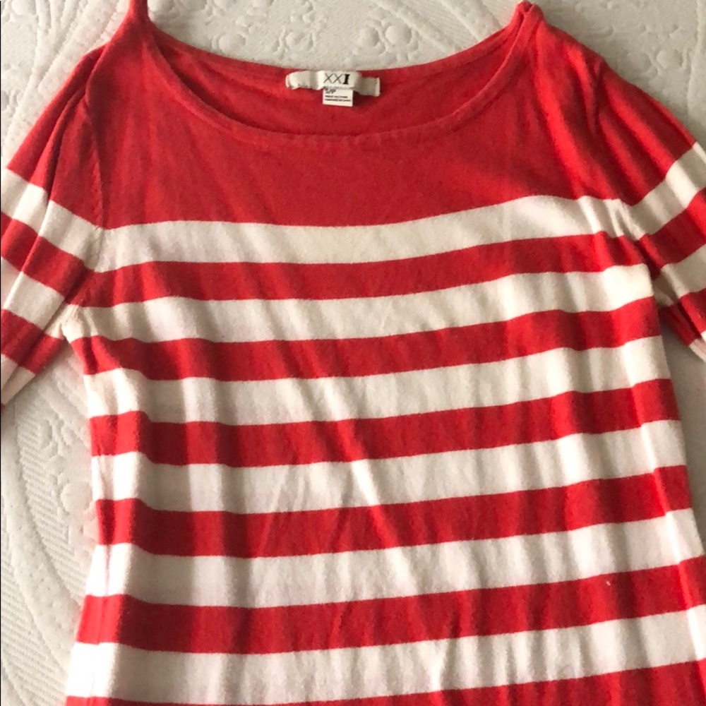 Stripe forever 21 shirt red/orange stripes